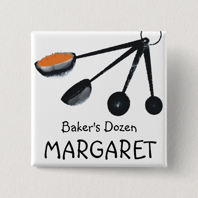 Measuring spoons spices cooking baking name tag button (Front)