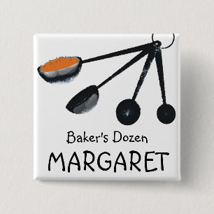 Measuring spoons spices cooking baking name tag button