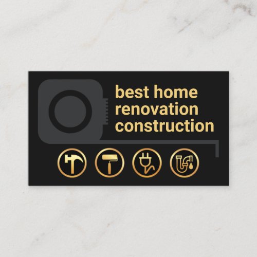 Measuring Tape Border Gold Handyman Tools Business Card