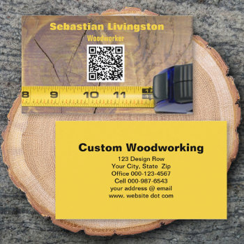 Measuring Tape Woodworking Professional Qr Code Business Card by PaPr_Emporium at Zazzle