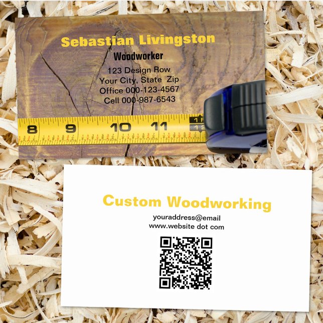Measuring Tape Woodworking Professional QR Code Business Card (Creator Uploaded)