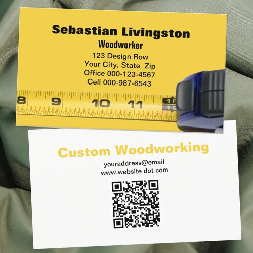 Measuring Tape Woodworking Professional QR Code Business Card