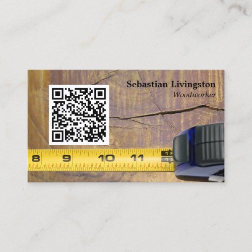 Measuring Tape  Woodworking Professional QR Code Business Card