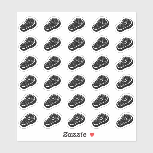 Meat Beef Wedding Place Card Meal Menu Choice Sticker (Sheet)