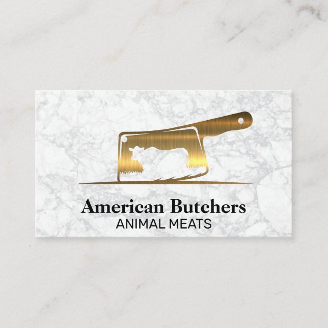 Meat Cleaver | White Marble Business Card (Front)