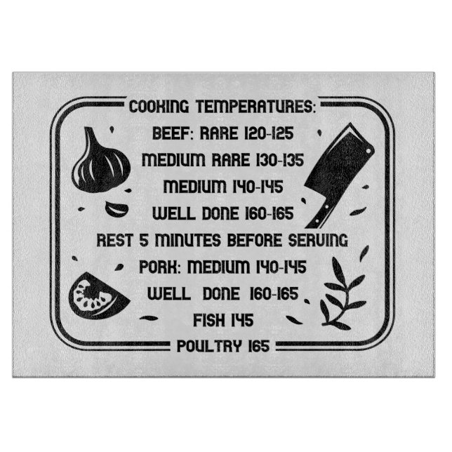 Meat Cooking Temps Cutting Board (Front)