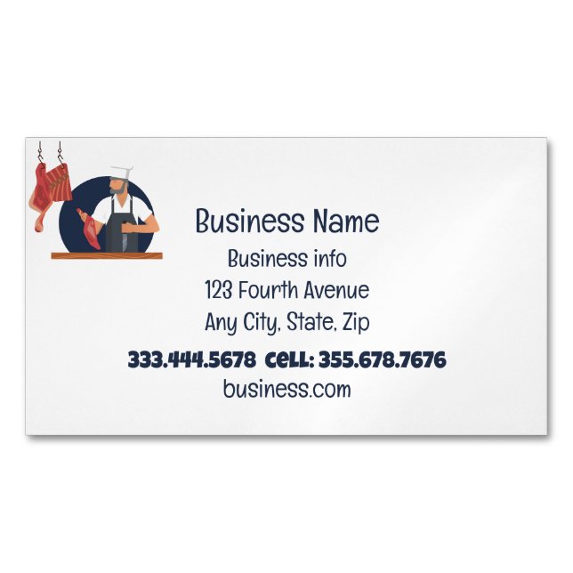 Meat Cutting Butcher Business Card Magnet (Front)
