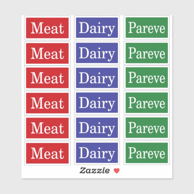 Meat Dairy Pareve Kosher Labels (Sheet)