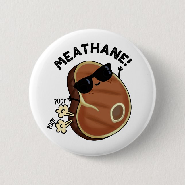 Meat-hane Funny Farting Meat Pun  Button (Front)
