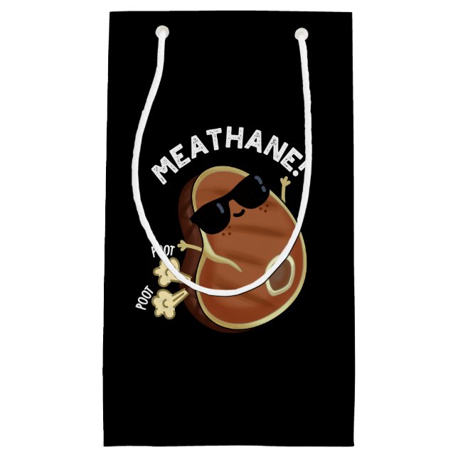 Meat-hane Funny Farting Meat Pun Dark BG Small Gift Bag (Front)