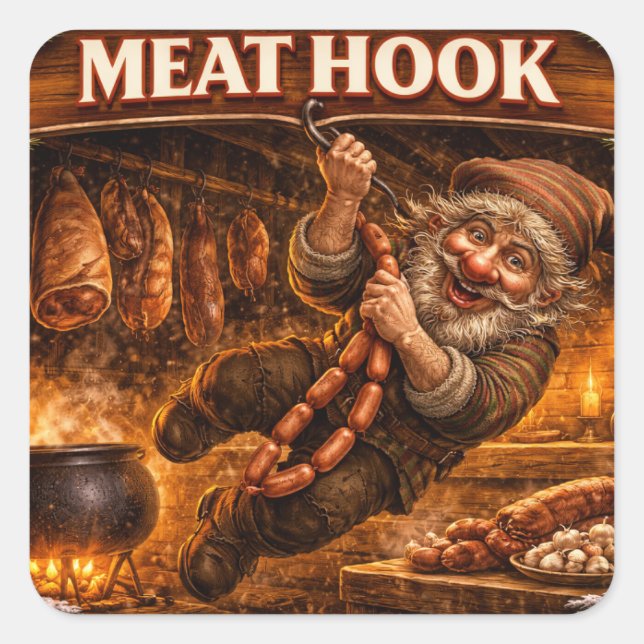 Meat Hook Icelandic Yule Lad Square Sticker (Front)
