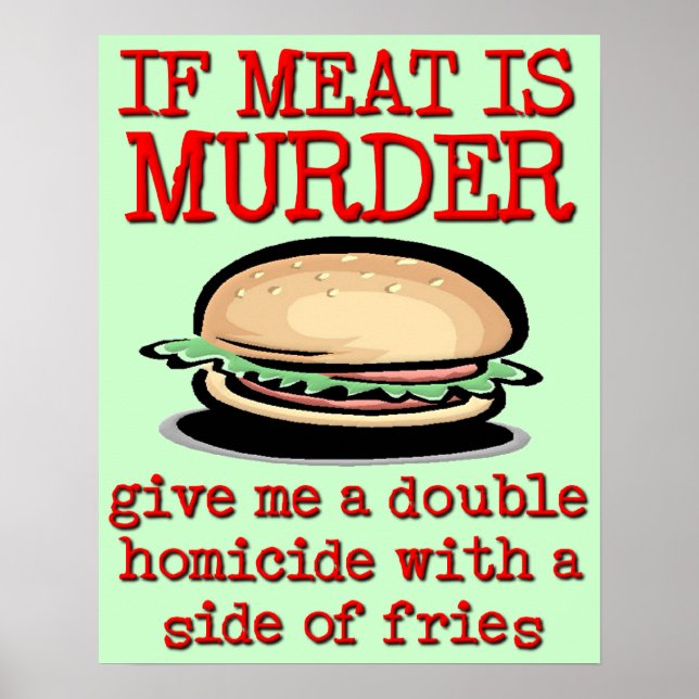 Meat Is Murder Funny Print Poster Humor (Front)