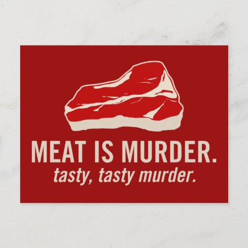 Meat is Murder Tasty Murder Postcard