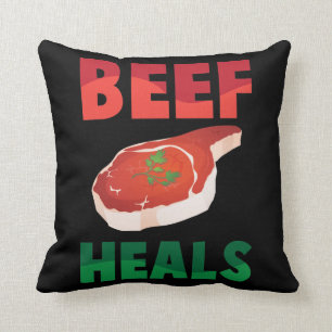 Meat Lover Carnivore Beef Heals Barbecue Foodie Throw Pillow