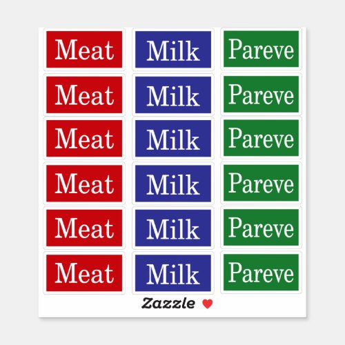 Meat Milk Pareve Kosher Labels
