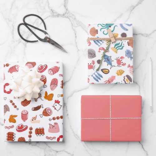 Meat Seafood Farmer Market Poultry Stock Wrapping Paper Sheets