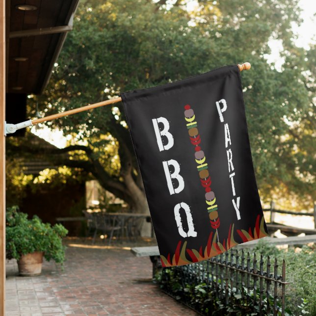 Meat Skewers BBQ Cook Out Party Welcome House Flag (In SItu)