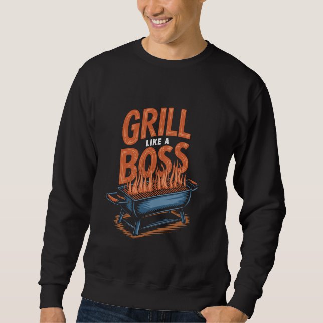 Meat Smoking Design Funny BBQ Griller Meat Smoker  Sweatshirt (Front)