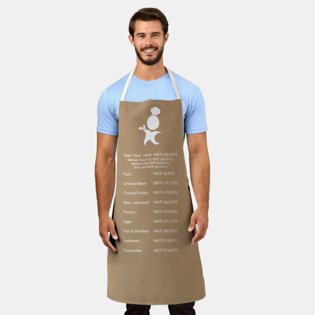 Meat Temperate Guide Iced Coffee, chef Apron (Worn)