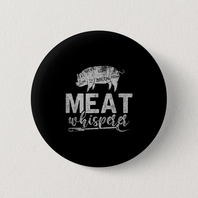 Meat Whisperer Grilling Meat Smoking Bbq Funny Bar Button (Front)