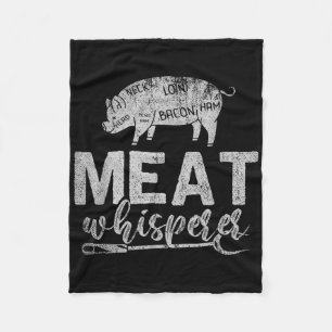 Meat Whisperer Grilling Meat Smoking Bbq Funny Bar Fleece Blanket