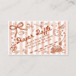 Meatball Italian Theme Diaper Raffle Enclosure Card