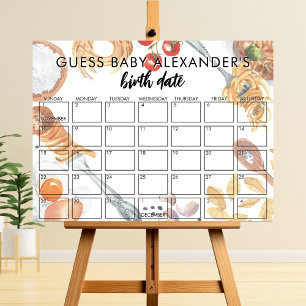 Meatball Pasta Italian Baby Shower Due Date Game Foam Board