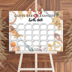 Meatball Pasta Italian Baby Shower Due Date Game Poster