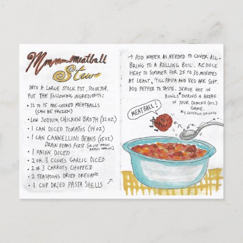 Meatball Stew Recipe Postcard