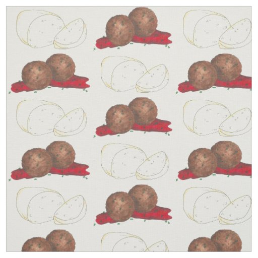 Meatballs and Mozzarella Italian Food Fabric