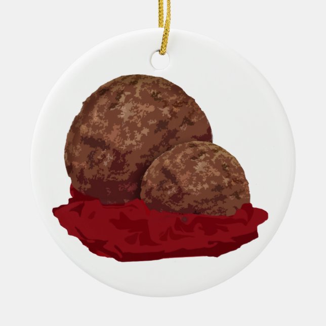 Meatballs in Sauce Ceramic Ornament (Front)