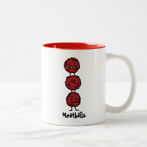 Meatballs Meatball stacked on top of each other Two_Tone Coffee Mug