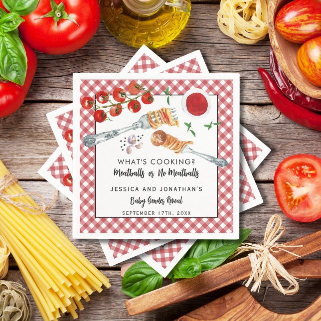 Meatballs Or No Meatballs Gender Reveal Party Napkins (Creator Uploaded)