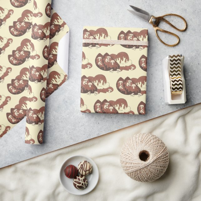 Meatloaf Mashed Potato Gravy Mushrooms Diner Food Wrapping Paper (Crafts)