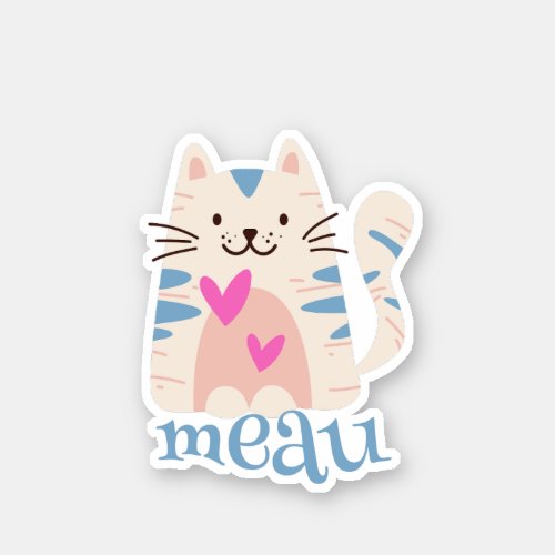 Meau I Love Cats Sticker