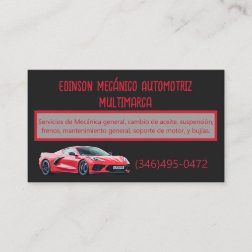 Mecnico Automotriz Business Card