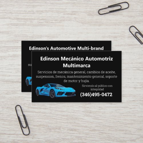 Mecnico Automotriz Slogan Mechanic Bilingual Business Card