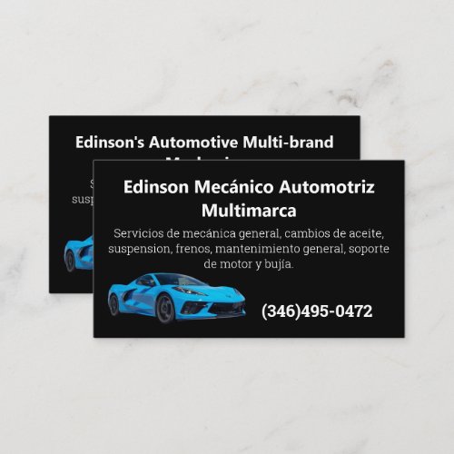 Mecnico Automotriz Spanish English Mechanic Business Card