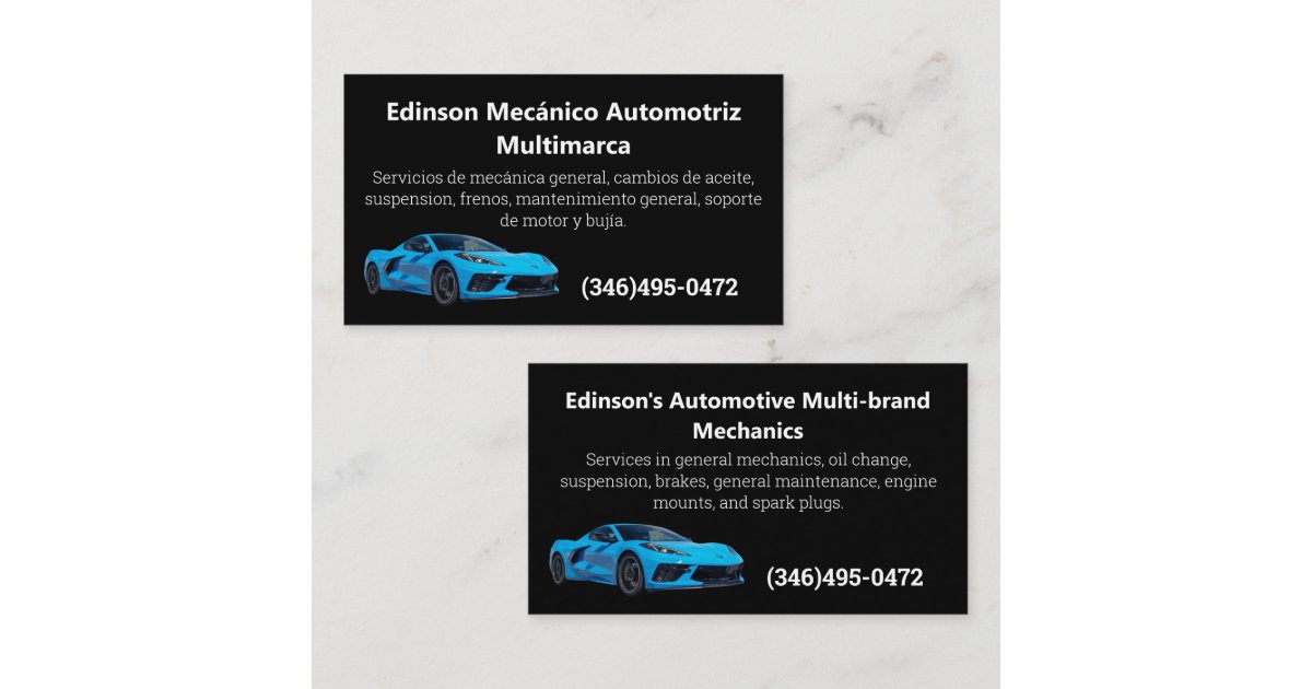 Mecánico Automotriz Spanish English Mechanic Business Card | Zazzle