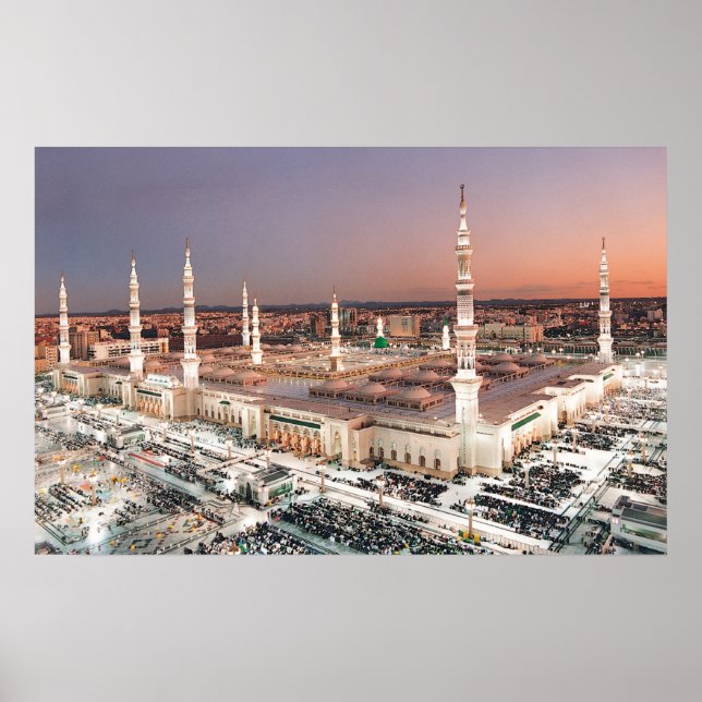 Mecca Al-Masjid an-Nabawi at Maghrib Prayer Value Poster (Front)