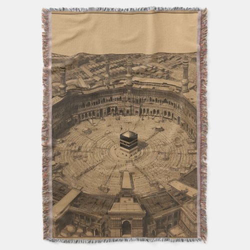 Mecca Old Photo Saudi Arabia Woven Blankets