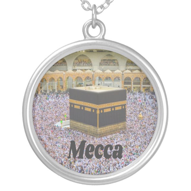 Mecca Saudi Arabia Islam’s holiest city, Kaaba Silver Plated Necklace (Front)
