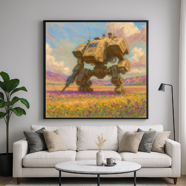 Mech in Meadow - Pastel Painting Style Art Poster (Creator Uploaded)
