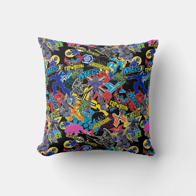 MECH-X4 Character Pattern Throw Pillow (Front)