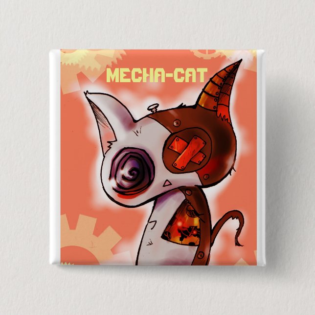 Mecha-Cat Pink Button (Front)