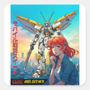 MECHA WARRIOR - KAORI'S ANGEL SUITE MK78 SQUARE STICKER