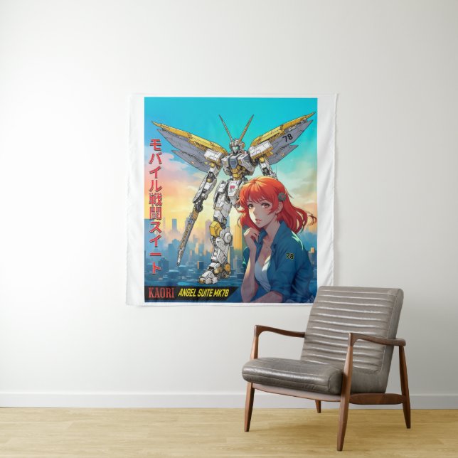 MECHA WARRIOR - KAORI'S ANGEL SUITE MK78  TAPESTRY (In Situ)