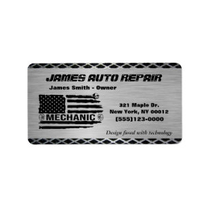 Mechanic American Flag Auto Repair Business Logo Label