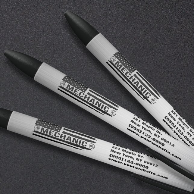 Mechanic American Flag Auto Repair Business Logo Pen (Creator Uploaded)