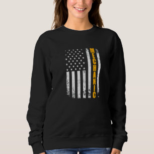 Mechanic American Flag Usa Patriotic Proud Funny M Sweatshirt